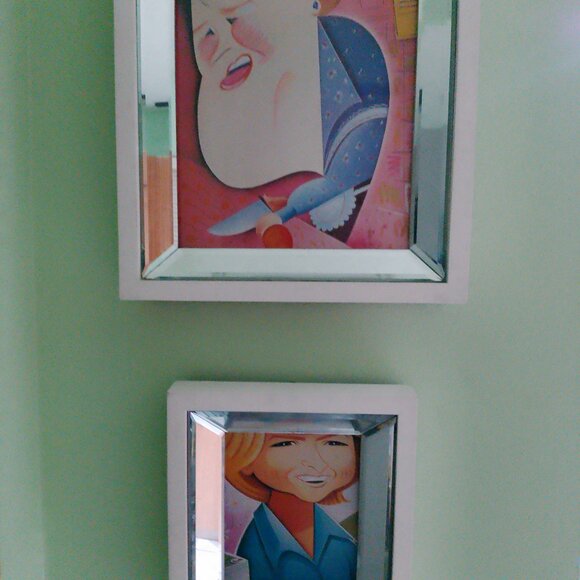 Martha Stewart caricature by Risko in deep set mirrored frame - Picture 2 of 2